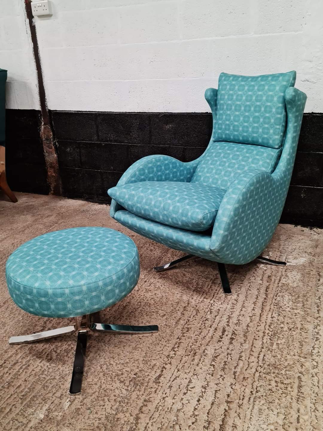 Fama lenny swivel chair reupholstered egg chair upholstery