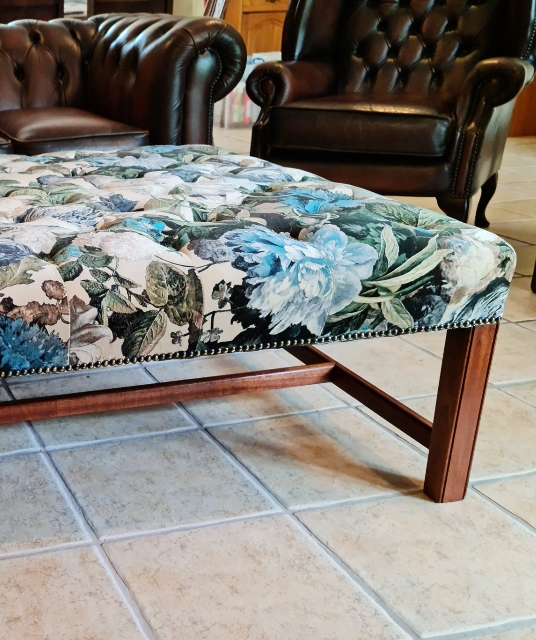 Mahogany tray table Traditionally upholstered